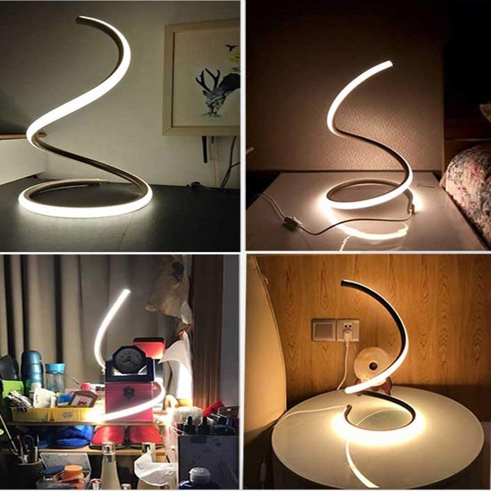 Modern Spiral LED Table Lamp - 40W Warm Light Acrylic Desk Lamp for Bedroom, Living Room & Office | Eye-Caring Study Light with Minimalist Space-Saving Design | Perfect for Night Reading, Home Decor and Workspace Lighting