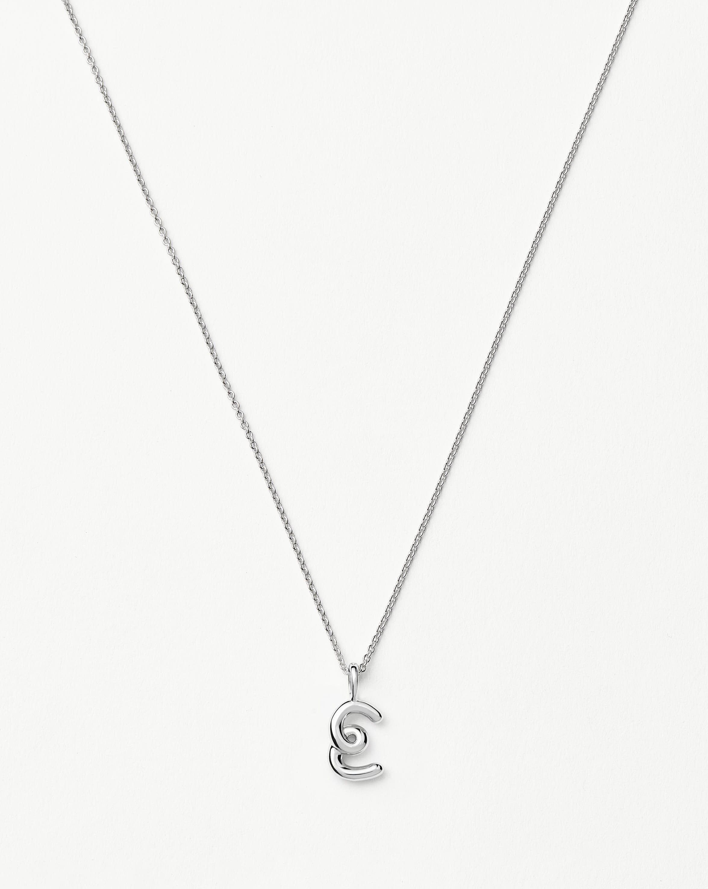 Curly Molten Mini Initial Necklace | Sterling Silver Personalized Jewelry for Women | Perfect Gift for Birthday, Anniversary & Valentine's Day