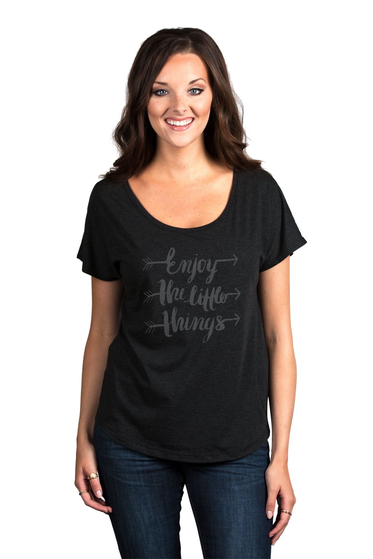Women's Slouchy Dolman T-Shirt - Soft Casual Long Sleeve Loose Fit Tee in Heather Grey | Perfect for Lounge Wear, Weekend Outfits & Relaxing at Home