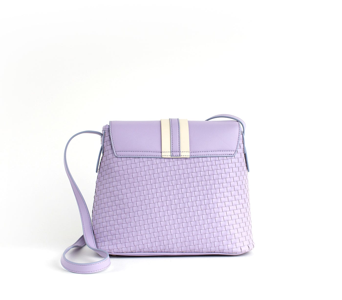Kate Vegan Leather Basket Weave Crossbody Bag for Women - Stylish Lilac Purse for Everyday Use, Work, Travel and Shopping
