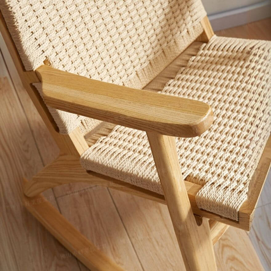 Comfortable Wooden Front Porch Rocking Chair with High Back Support - Perfect for Relaxing on Your Patio, Deck, or Garden