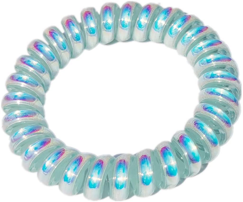 Iridescent Spiral Stretch Keychain Bracelet - Pack of 5 | Spring Coil Wristband for Keys, Rings & Small Items | Perfect for Home, Office & Travel Organization