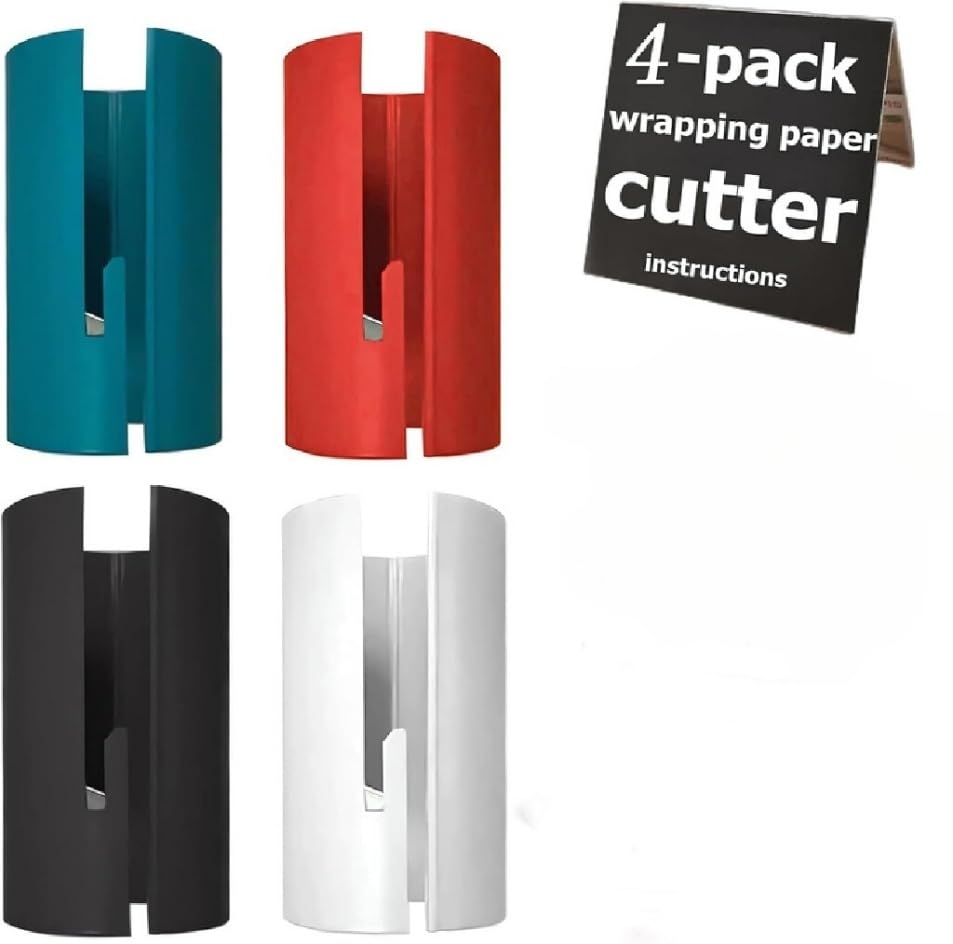 Premium 4-Piece Gift Packaging Cutter Set - Kraft Paper Roll Cutter with Sliding Tube for Creative Festive Wrapping & DIY Crafts - Perfect for Holiday Gifts, Birthday Presents & Party Decorations