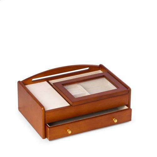 Bey Berk Cherry Wood Valet Box - Premium Wooden Jewelry & Watch Organizer for Men - Perfect for Dresser Top, Nightstand or Gift Giving