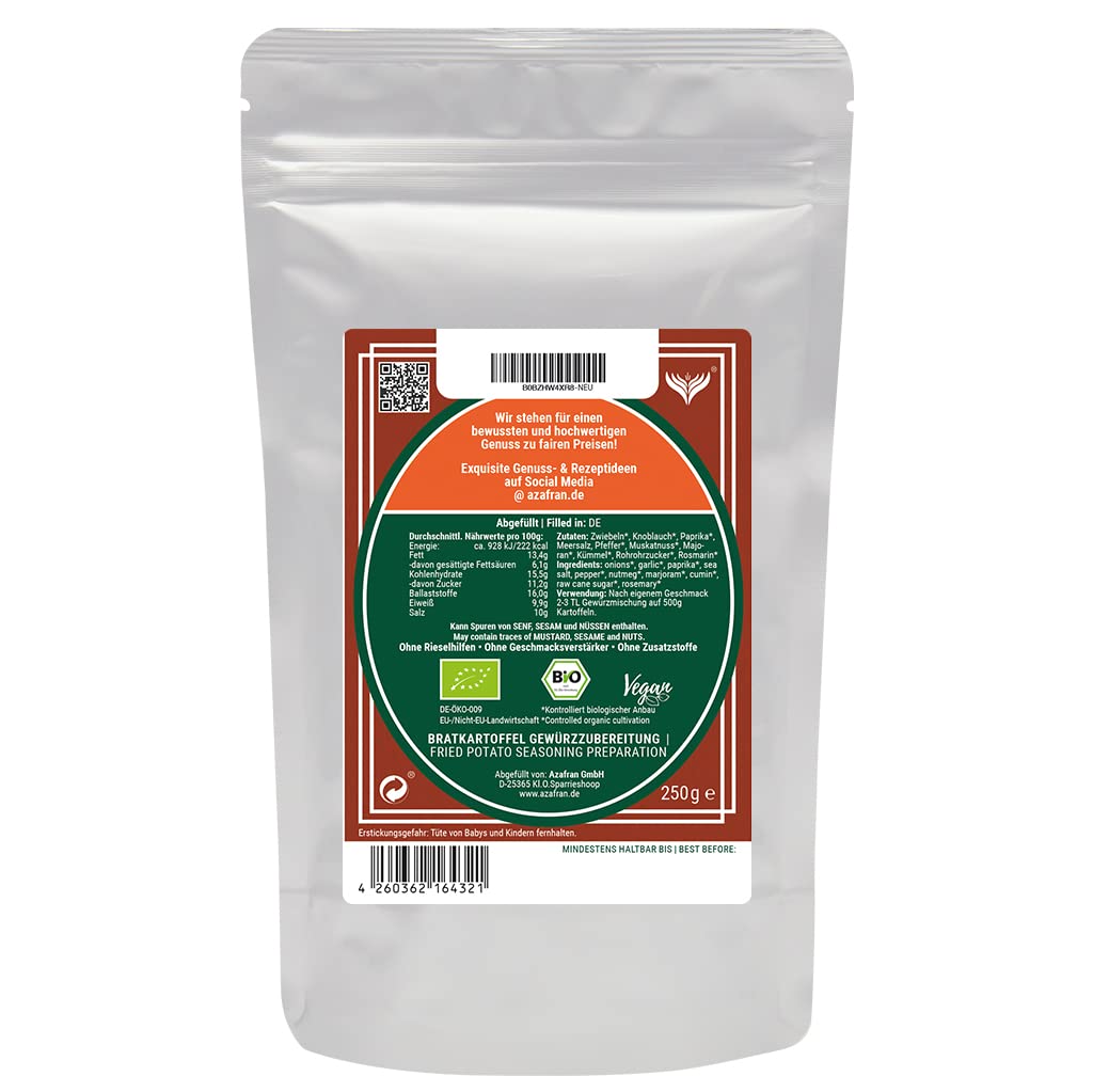 Organic Saffron Bratkartoffel Seasoning Mix - Premium Spice Blend for Roasted Potatoes & Vegetables (250g) | Perfect for German-Style Home Cooking & Gourmet Dishes
