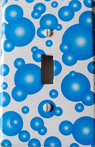 Blue Bubbles Switch Plate Covers - Single Toggle Decorative Light Switch Plates for Home, Office & Kids Room Decor