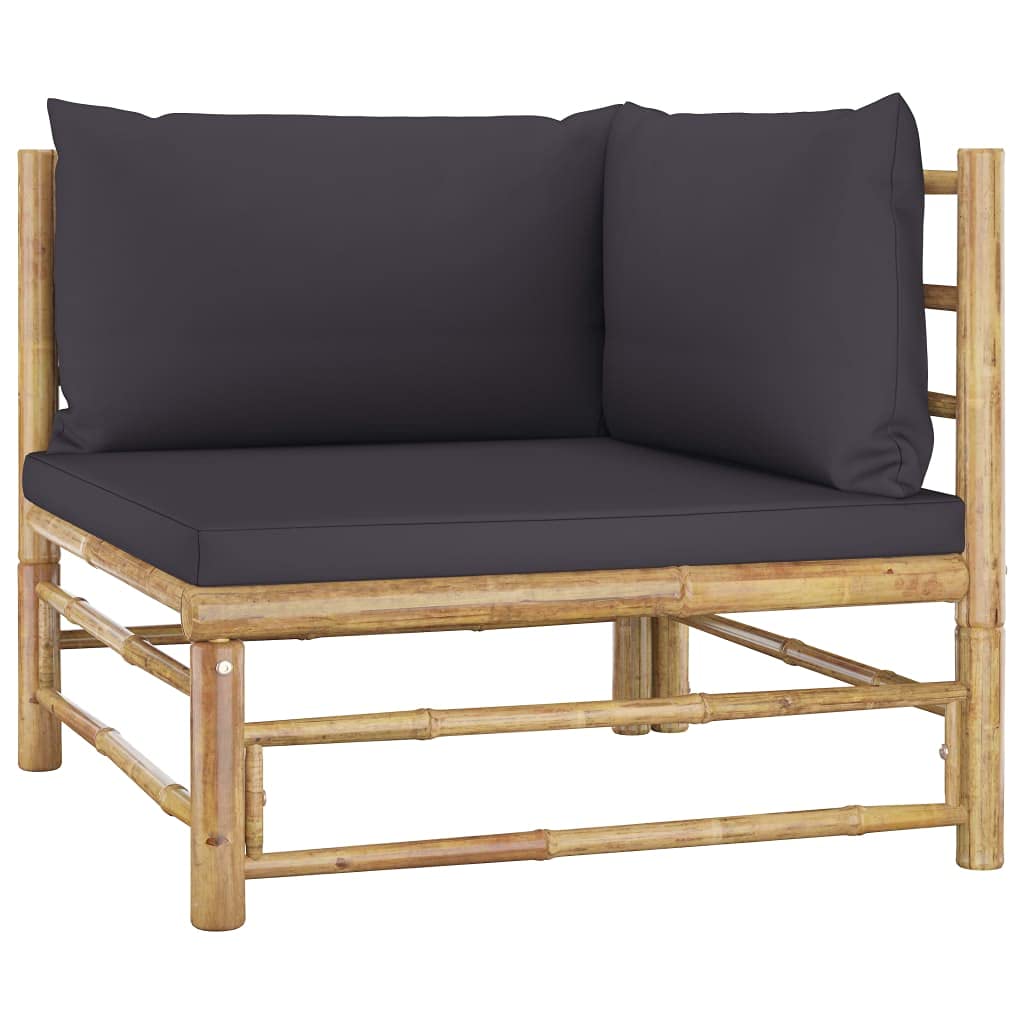 vidaXL 2-Piece Patio Lounge Set with Dark Gray Cushions - Outdoor Garden Furniture for Balcony, Backyard & Terrace - Bamboo Sofa Seating for Relaxing in Your Outdoor Living Space
