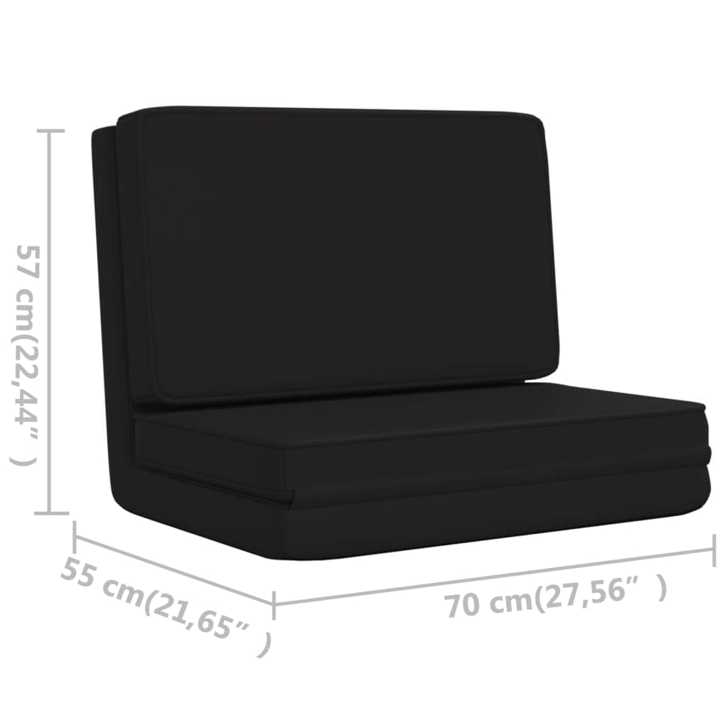 vidaXL Adjustable Folding Floor Chair with Bed Function - Convertible Lounge Seat with Comfortable Foam Padding, Space-Saving Design in Durable Faux Leather & Metal Frame (Black) - Perfect for Small Apartments, Dorm Rooms, Meditation & Relaxation
