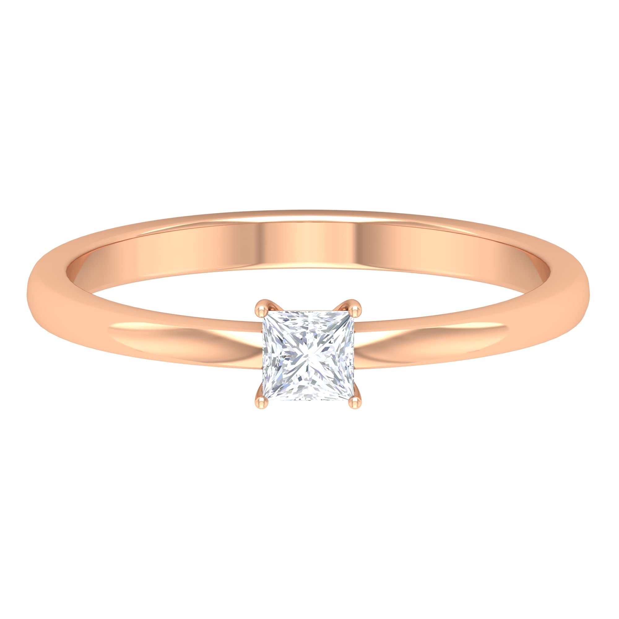 14K Solid Gold Princess Cut Diamond Solitaire Ring for Women - Real Diamond Promise Ring, Simple & Elegant Engagement or Wedding Band - Perfect for Proposals, Anniversaries, and Special Occasions