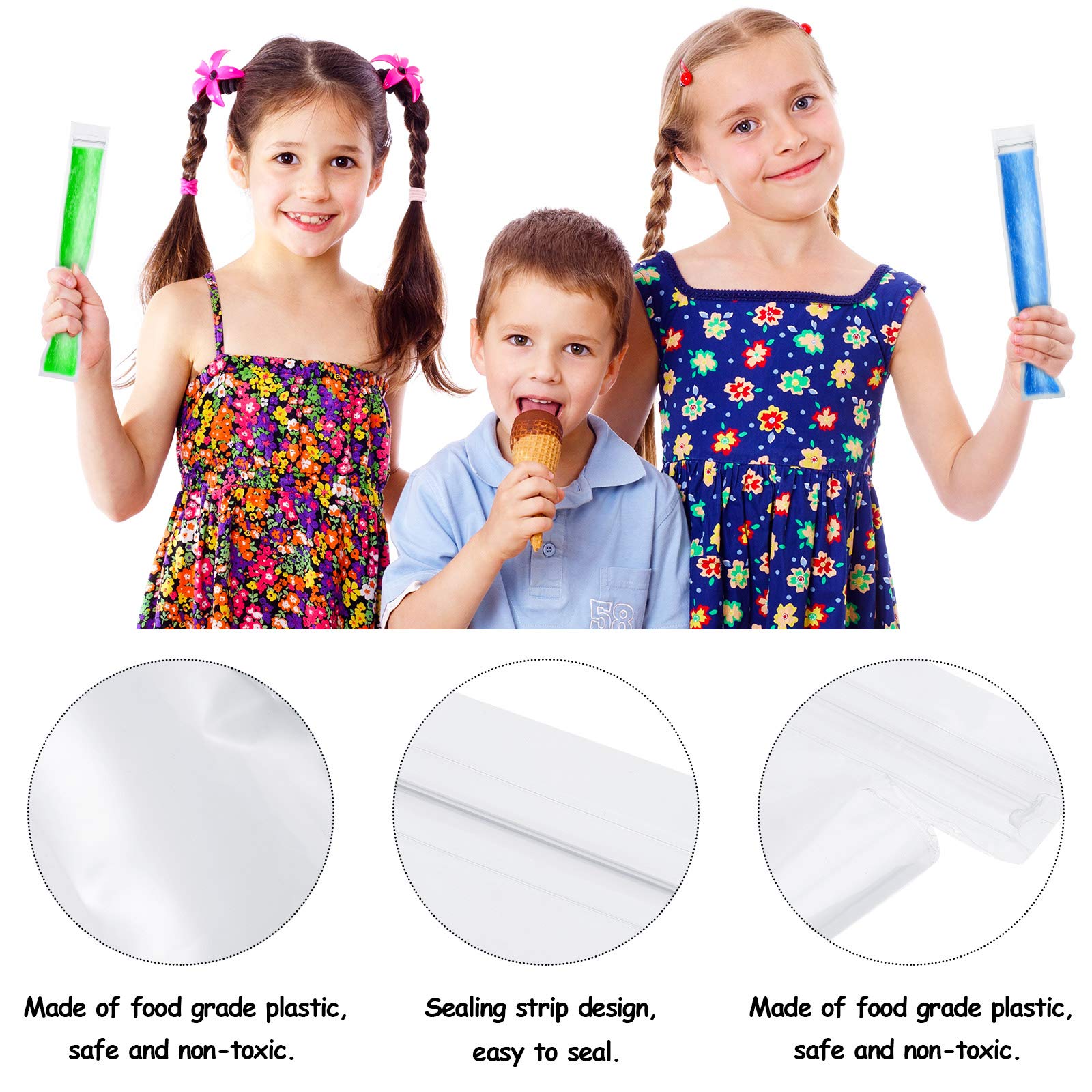 450-Piece Disposable Ice Mold Bags for Homemade Popsicles, Healthy Snacks & Smoothies - Includes 3 Funnels (8.7