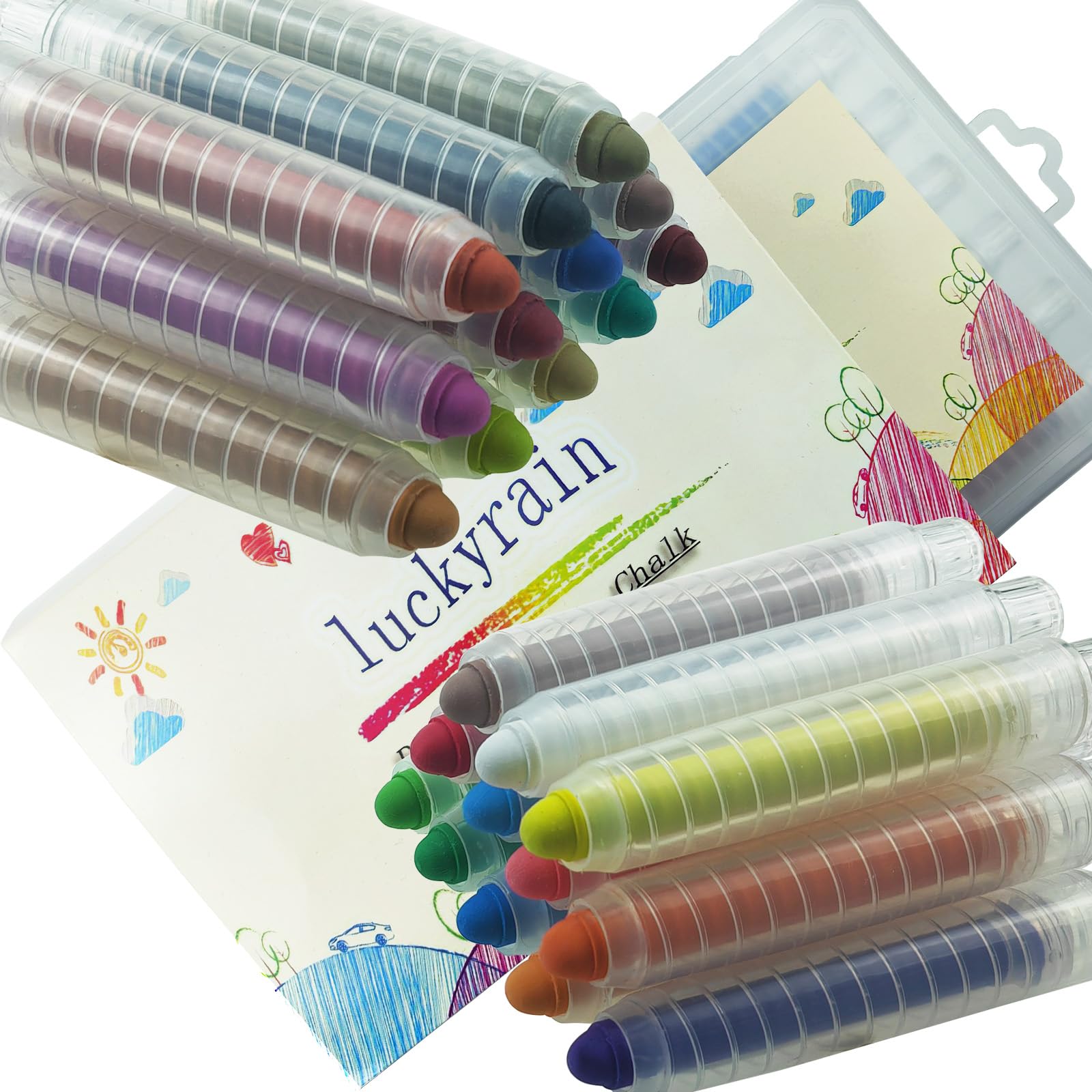 Non-Toxic Dustless Colored Chalk for Kids - 24PCS with Chalk Holder | Safe Art Supplies for Blackboard Drawing, Writing & Classroom Activities
