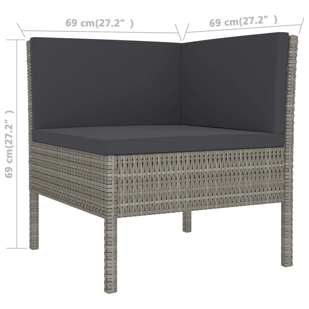 vidaXL 5-Piece Patio Lounge Set - Weather-Resistant Poly Rattan Outdoor Furniture with Powder-Coated Steel Frame & Removable Cushion Covers (Anthracite/Gray) - Perfect for Garden, Poolside, and Backyard Relaxation