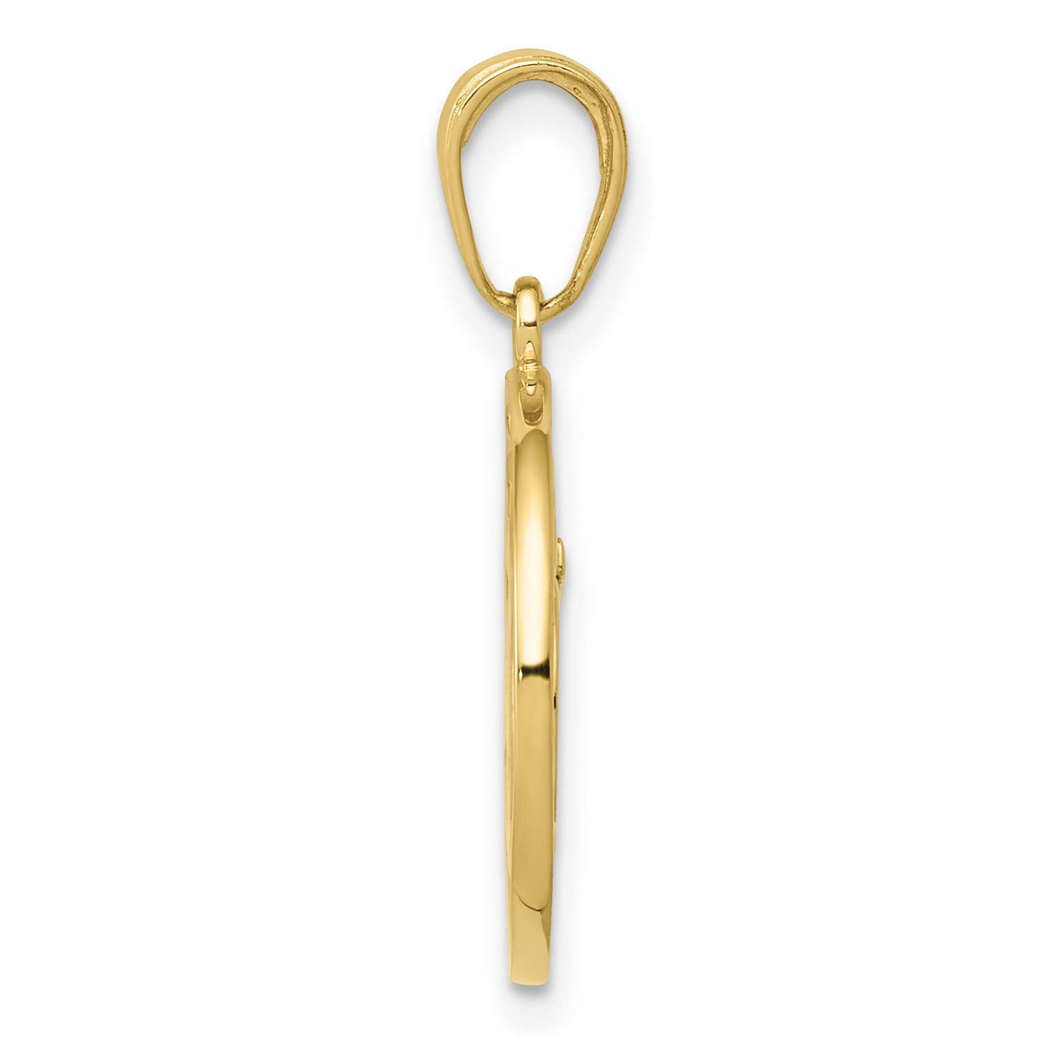 10K Yellow Gold Yoga Om Symbol Pendant Necklace - 18mm x 26mm Cut-Out Round Frame for Meditation, Spiritual Practice & Mindful Gifting