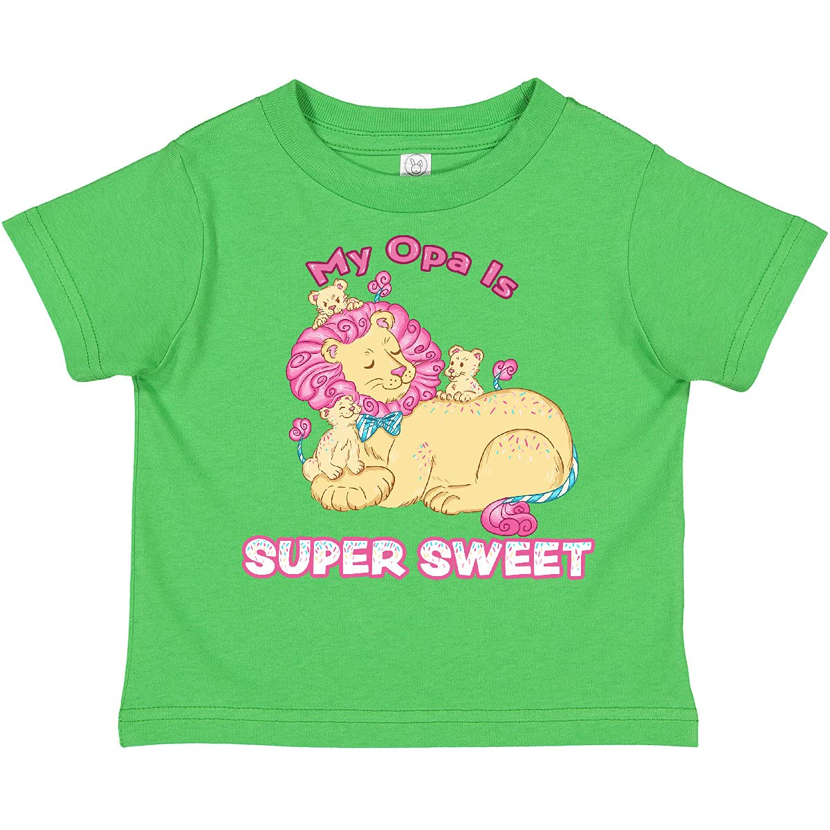 My Opa is Super Sweet Cotton Candy Lions Pink Toddler T-Shirt - Soft Cotton Kids Tee for Grandparents Day, Birthday Gifts & Family Reunions
