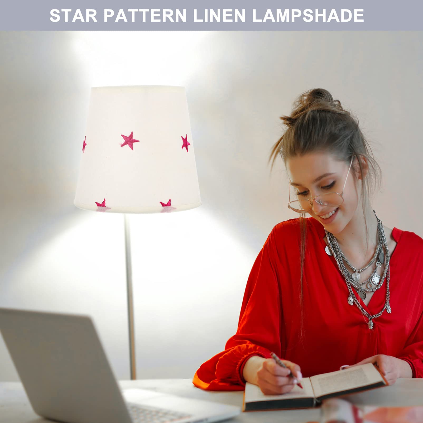 EXCEART Fabric Lampshade - Rustic Table Lamp Cover for E27 Bulbs, Glass Candle Holder & Home Decor - Perfect for Children's Rooms, Living Room Lighting & Bedside Desk Lamps
