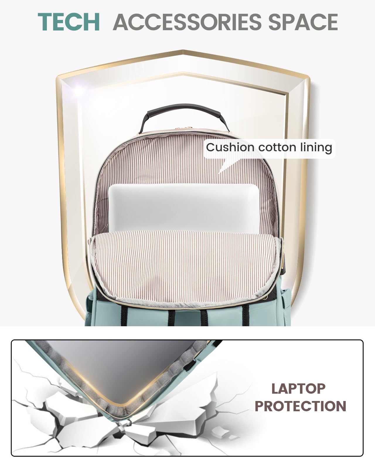 LOVEVOOK Women's Mint Green Laptop Backpack - 17-inch Travel Computer Bag for College, School, Work & Outdoor Activities, Stylish Teen Girl Backpack for Daily Use & Travel Essentials