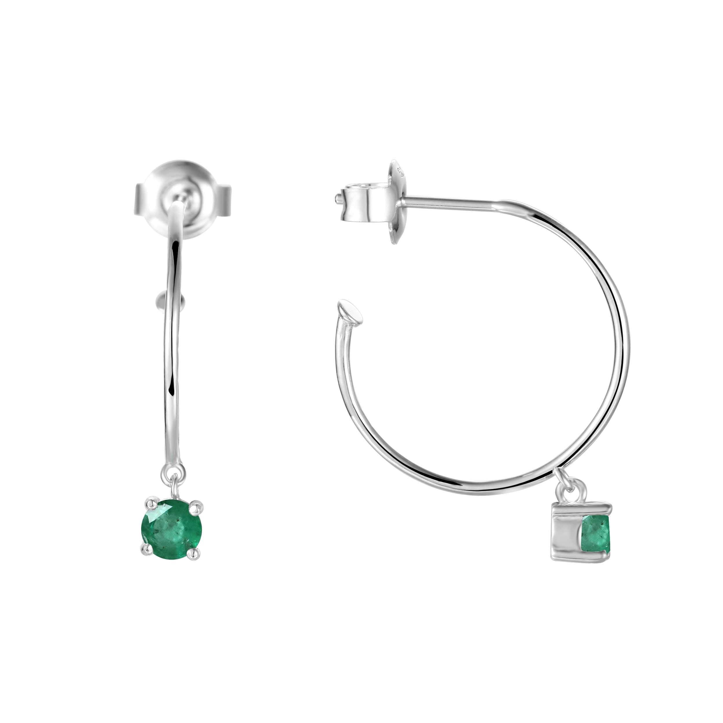 Emerald Green Open Hoop Earrings for Women - 14K Gold Plated Dangle Earrings | Perfect for Parties, Weddings & Everyday Wear