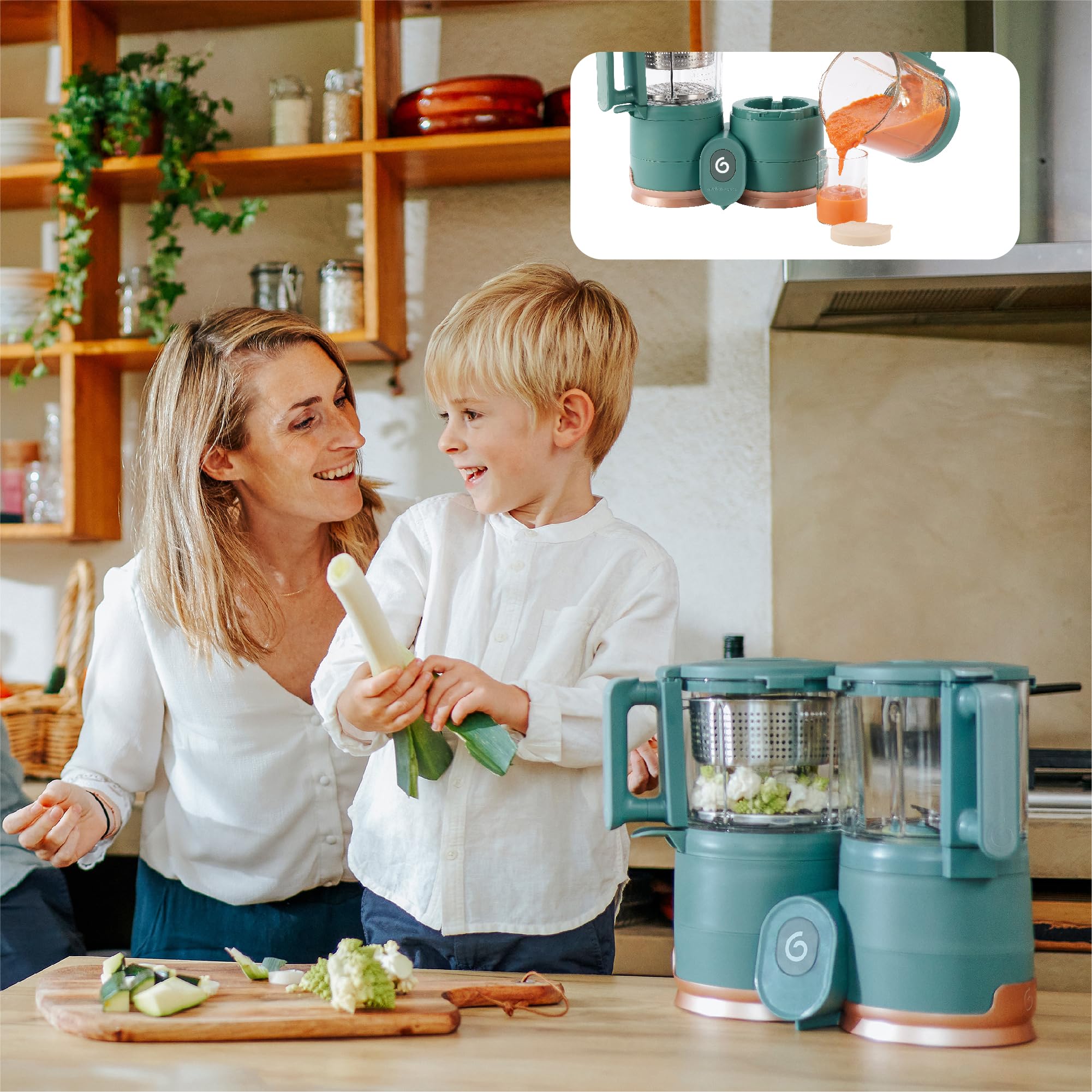 **Babymoov Nutribaby Glass 4-in-1 Baby Food Maker & Steamer – Blender, Warmer, Defroster for Weaning | Eco-Friendly Glass Bowls & Stainless Steel Basket | Perfect for Homemade Baby Puree & Healthy Meals**
