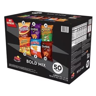 Frito-Lay Bold Mix Variety Pack - 50 Single Serve Bags of Chips & Snacks (2 oz Each) - Perfect for Parties, Office Snacks & On-the-Go Munching
