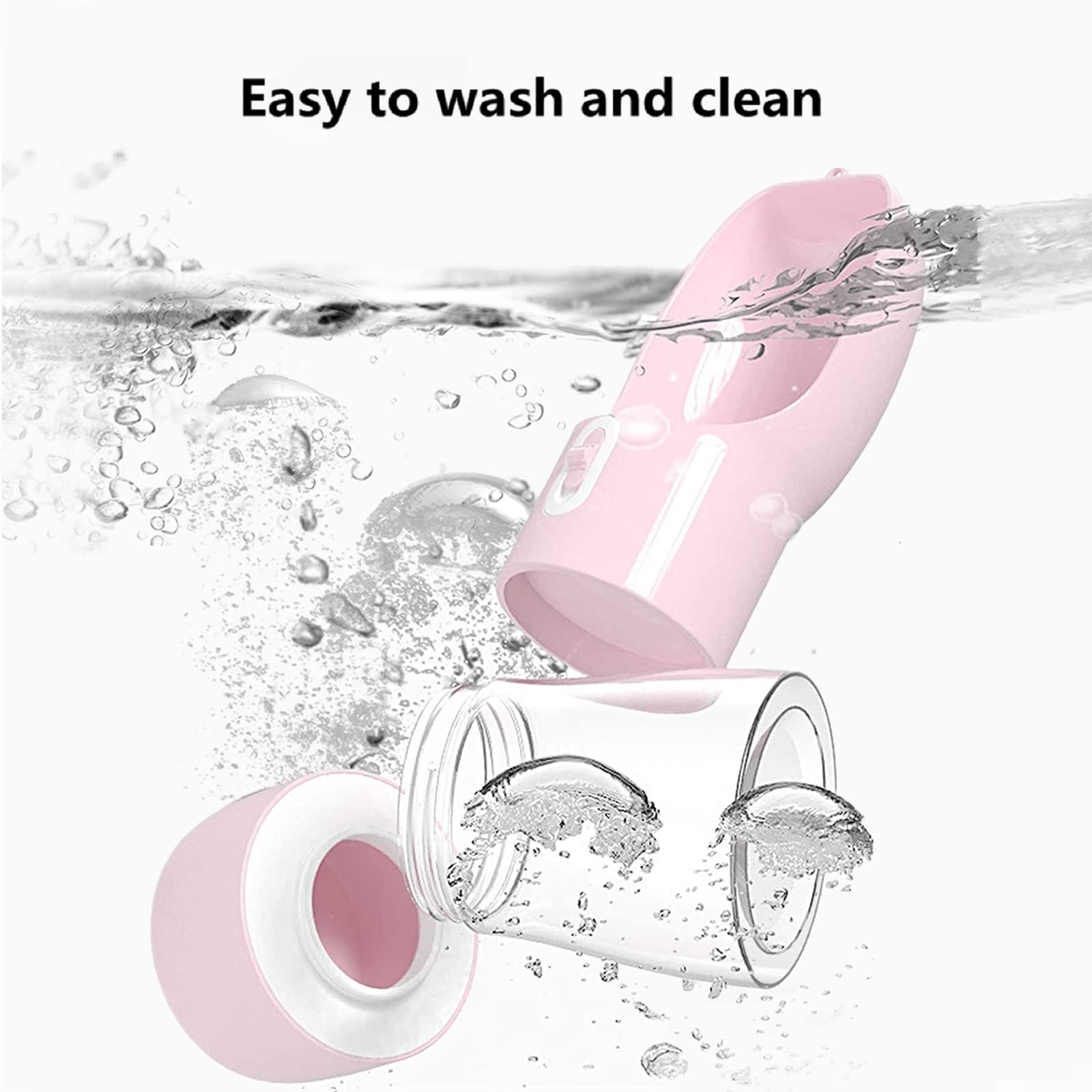**Leak-Proof Outdoor Dog Water Bottle Dispenser with Food Container – Portable Travel Pet Water Bottle for Hiking, Walking & Camping (Pink)**
