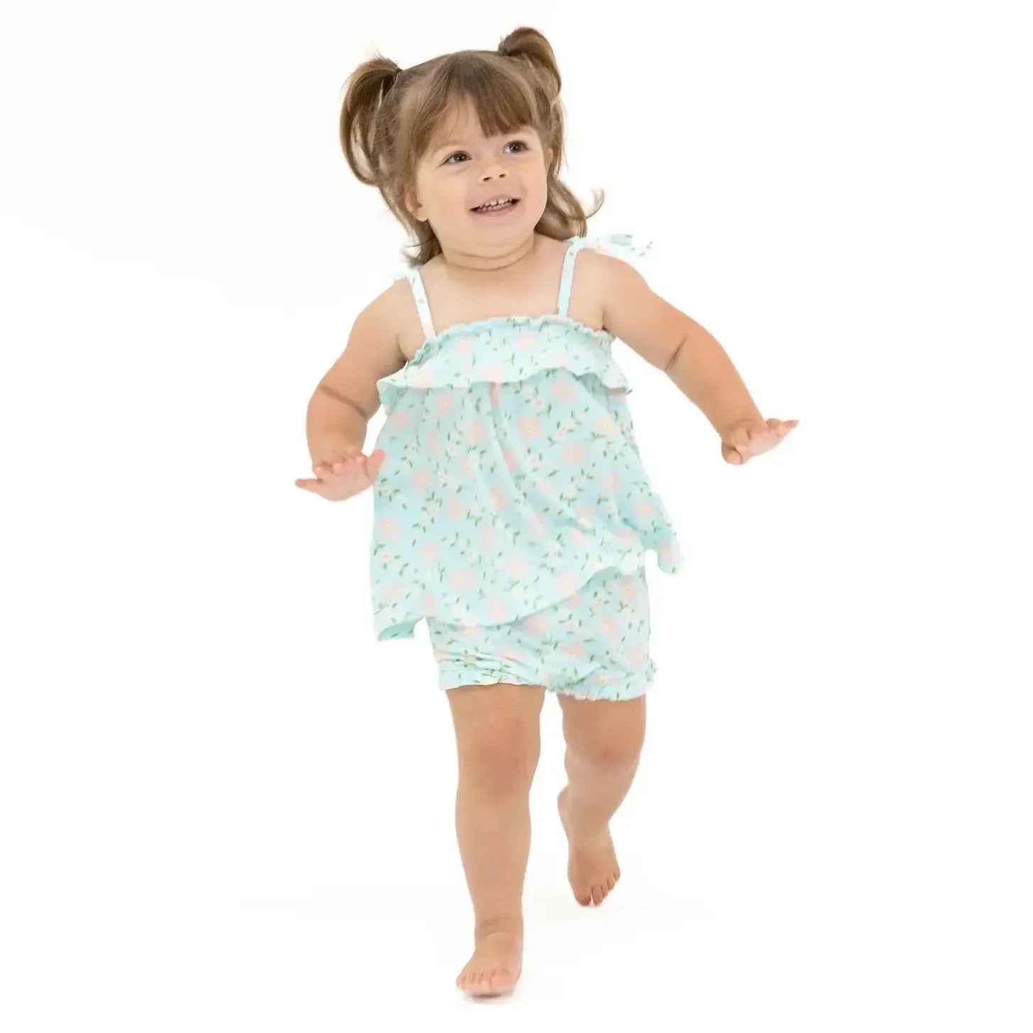 Angel Dear Vintage Daisy Ruffle Top and Bloomer Set for Baby Girls - Soft Cotton Outfit for Newborn, Infant, and Toddler - Perfect for Photoshoots, Parties, and Special Occasions