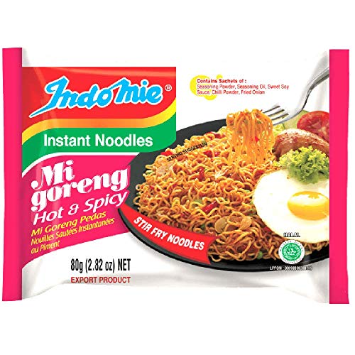 Indomie Instant Noodles Hot & Spicy Flavor 80g (30 Packs) - Authentic Indonesian Ramen for Quick Meals, Snacks & Asian Food Lovers - Perfect for Office Lunch, Late Night Snacks & College Dorm Cooking