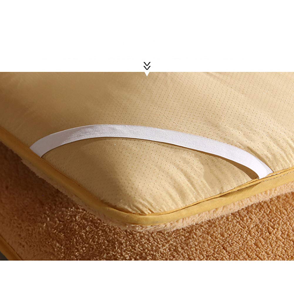 WJXBoos Plush Warm Tatami Floor Mattress - Lamb Cashmere Futon Mattress Topper, Soft Thick Non-Slip Sleeping Pad for Bed, Sofa & Guest Room (Khaki, King Size)