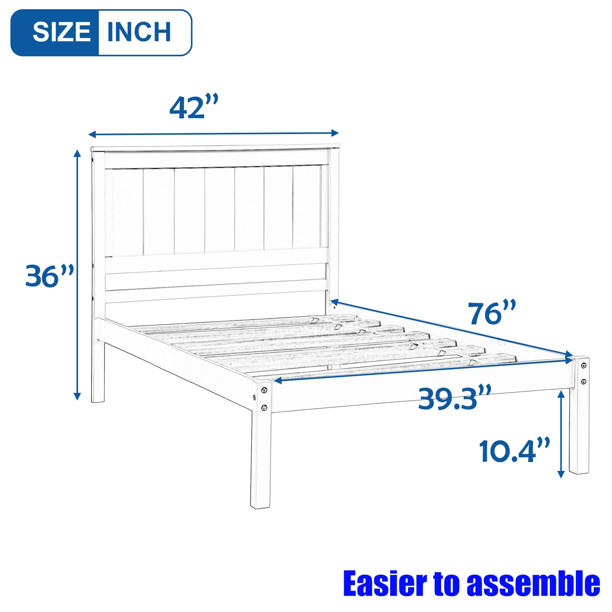 Premium Solid Wood Platform Bed Frame with Headboard - Sturdy Thick Slat Support, Easy Assembly, No Box Spring Needed (Espresso, Twin) - Perfect for Small Bedrooms, Guest Rooms & Dormitories