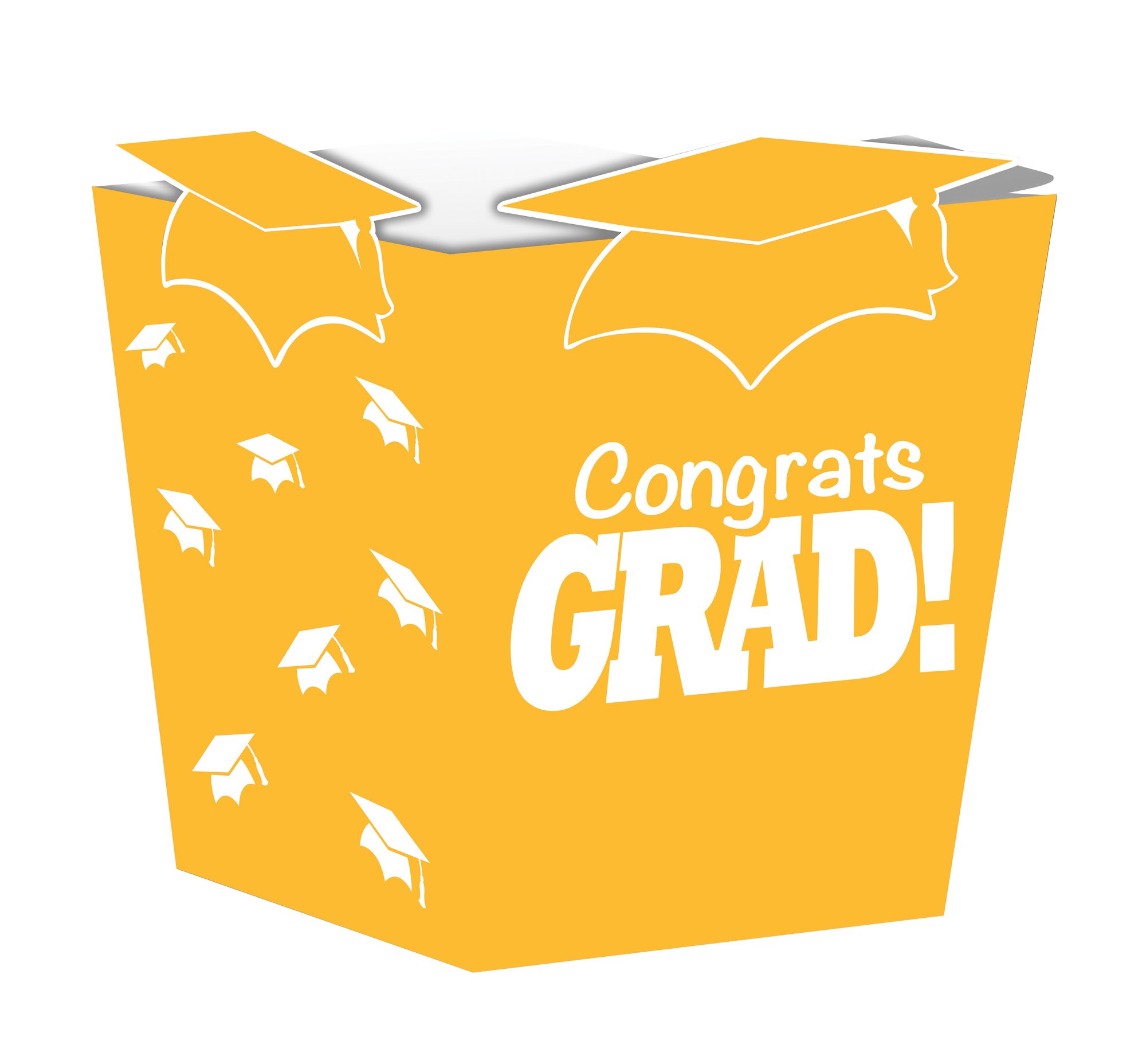 Creative Converting 4 Count Graduation Shaped Treat Boxes in Yellow - Perfect for Graduation Party Favors, Candy Gifts & School Celebrations