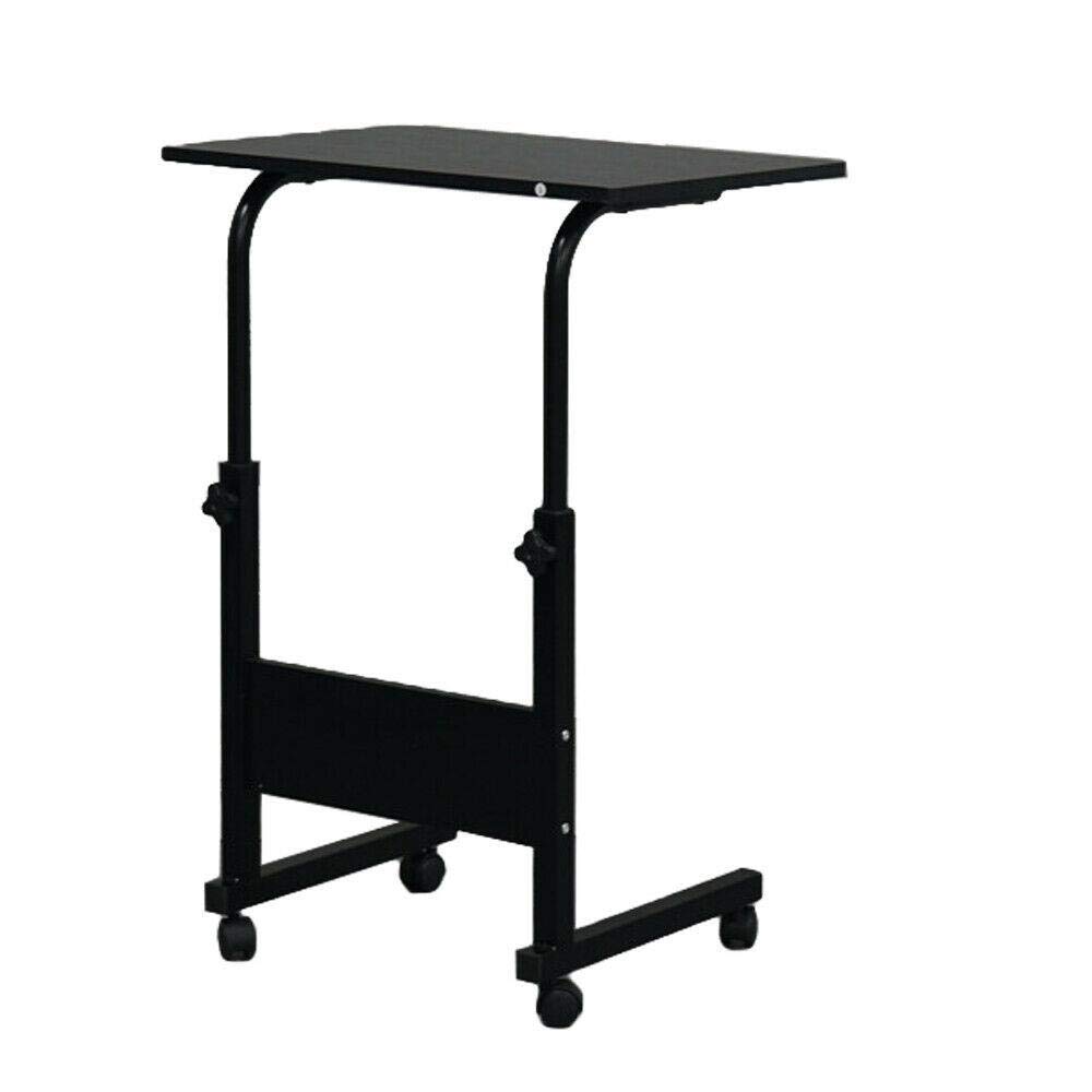 Adjustable Rolling Laptop Desk Cart - Over Bed Hospital Table Stand with Wheels, Black Mobile Computer Workstation for Home Office, Gaming & Standing Desk - Perfect for Small Spaces, Bedroom & Patient Care