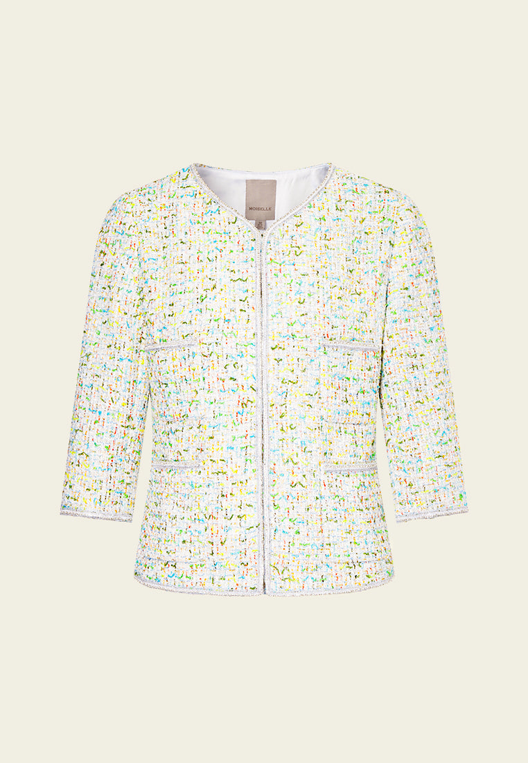 Stylish Lime Twist Tweed Jacket for Women - Trendy Blazer Coat for Office, Dating & Special Occasions