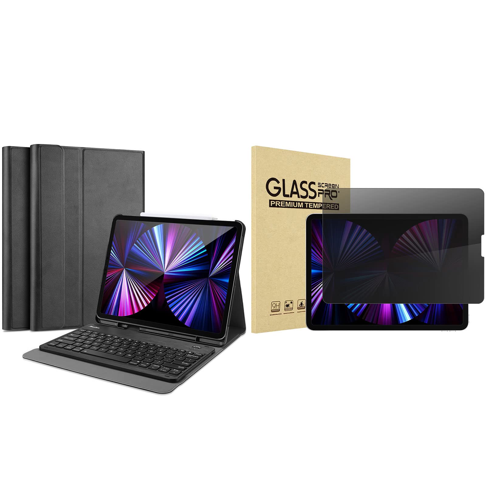 ProCase iPad Pro 11 Keyboard Case with 4-Way Privacy Screen Protector - Compatible with iPad Pro 11