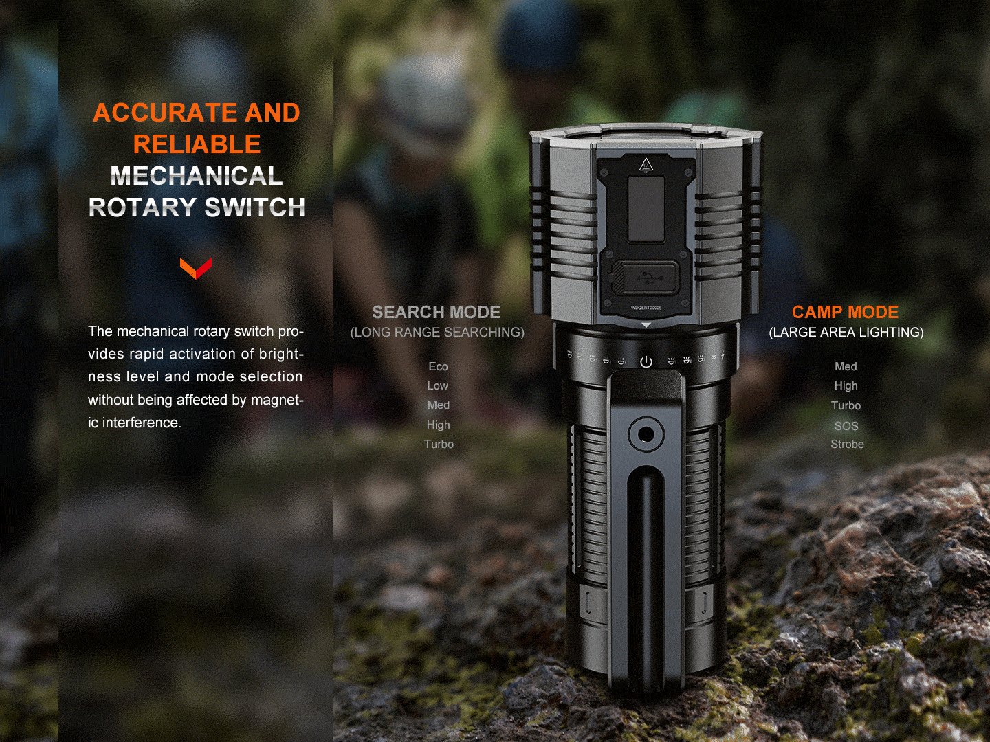 Fenix LR60R Rotary Switch Rechargeable LED Flashlight - 12000 Lumens, Waterproof Search Light for Camping, Hiking & Emergency Use (Open Box)