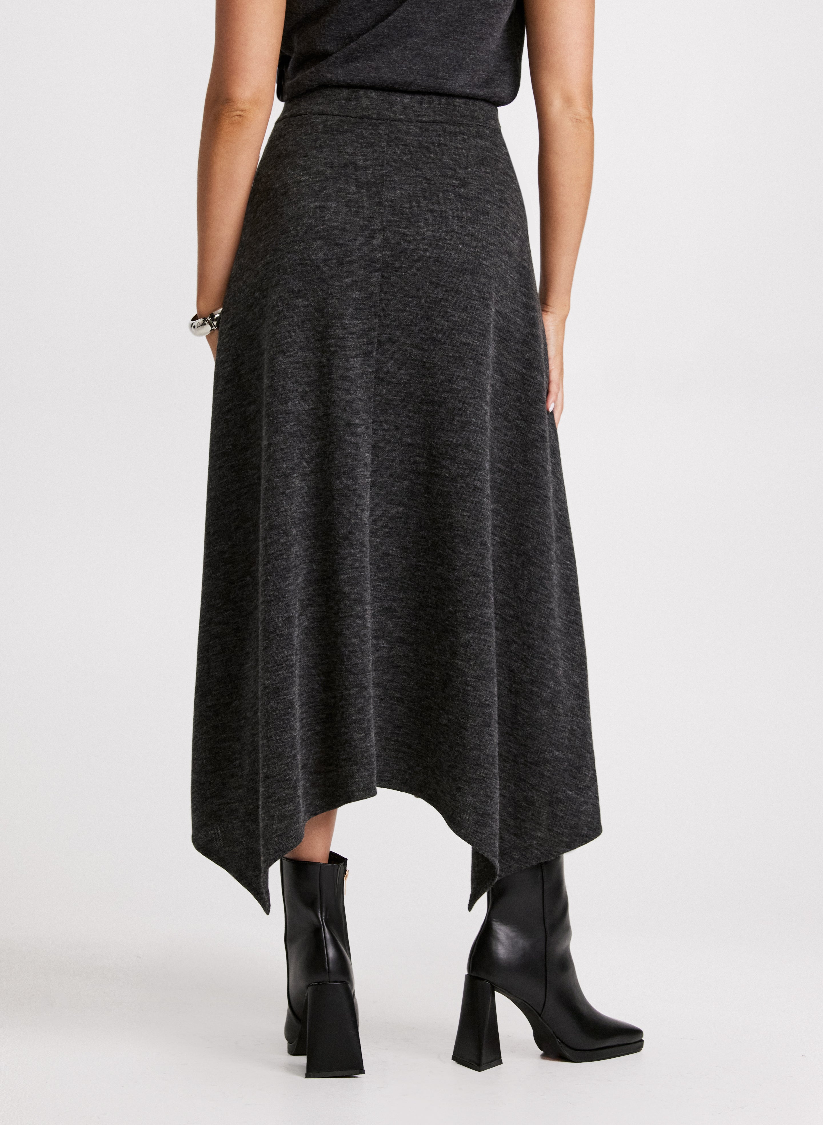 Asymmetric Hem Midi Skirt for Women - Flowy High Waist A-Line Skirt with Side Slit | Perfect for Office, Date Night & Summer Outfits