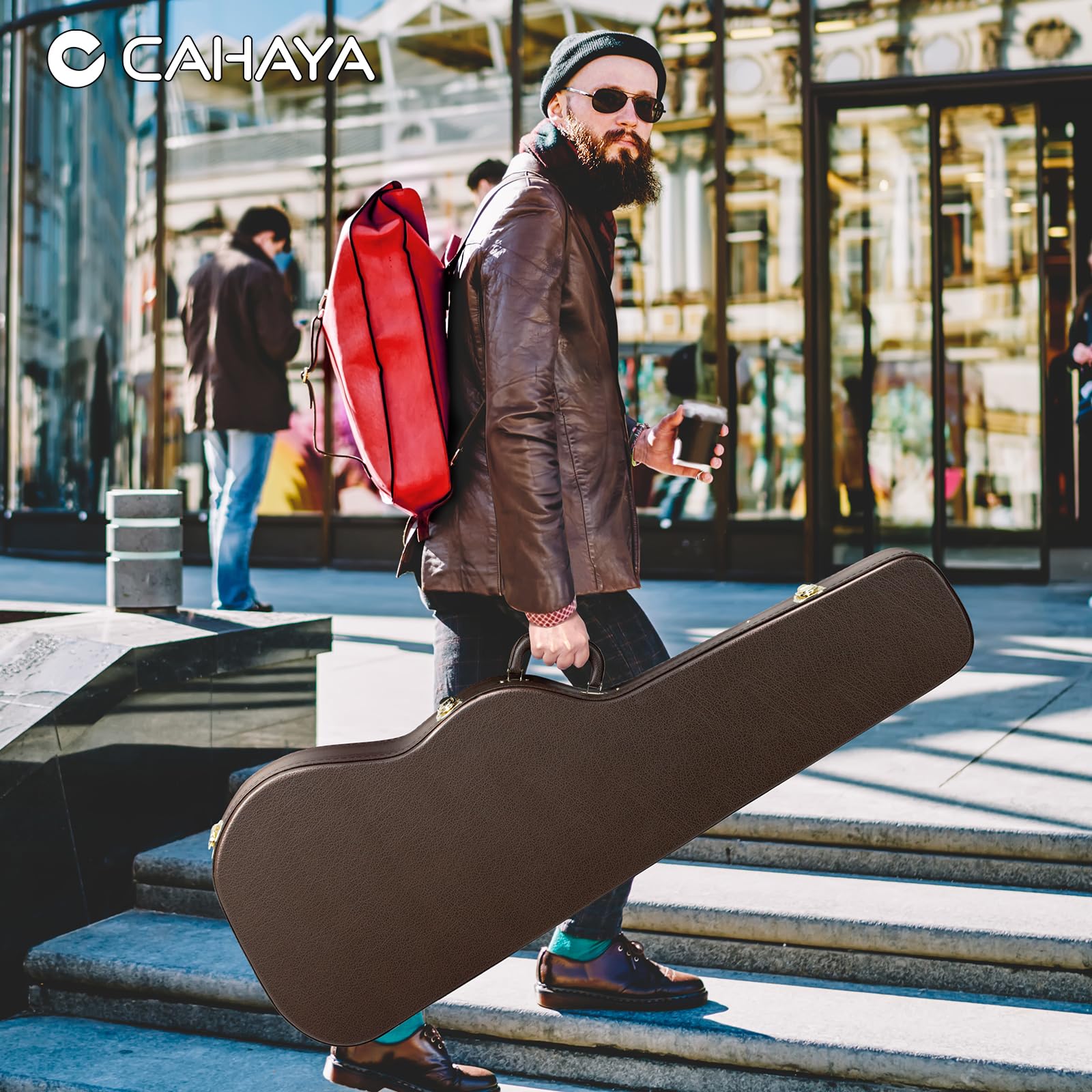 CAHAYA ST Electric Guitar Hardshell Case - 0.98inch Thick Padded Protection with Lock & 2 Keys, Portable Brown Hard Case CY0343 | Perfect for Travel, Gigging & Secure Storage