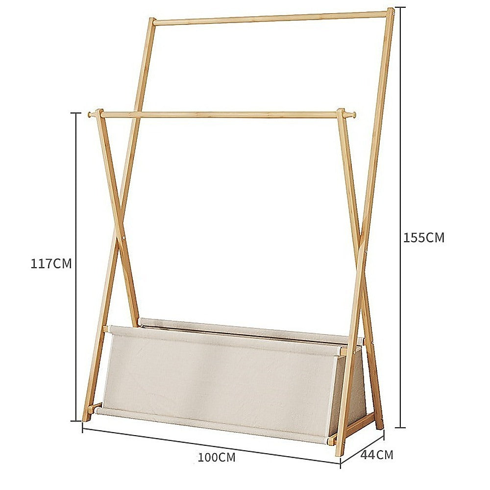 100x155cm Freestanding Garment Rack with Lower Storage Shelf - Heavy Duty Clothes Rail for Bedroom, Closet & Laundry Room Organization - Space Saving Clothing Rack for Hanging Dresses, Coats & Accessories