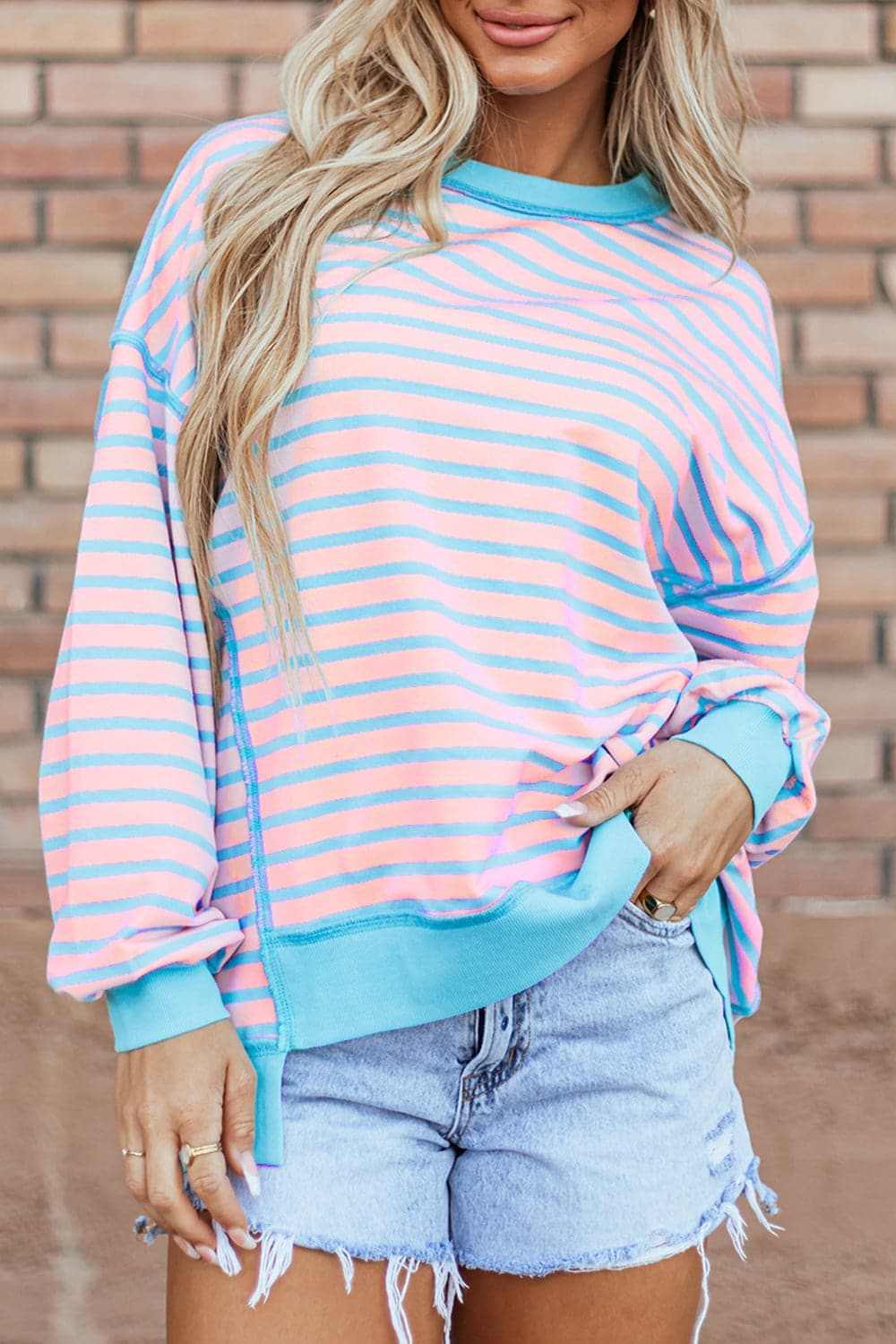 Fashionable Striped High-Low Pullover Sweater for Women | Trendy Casual Wear for Fall & Winter | Perfect for Outings, Dates, and Office