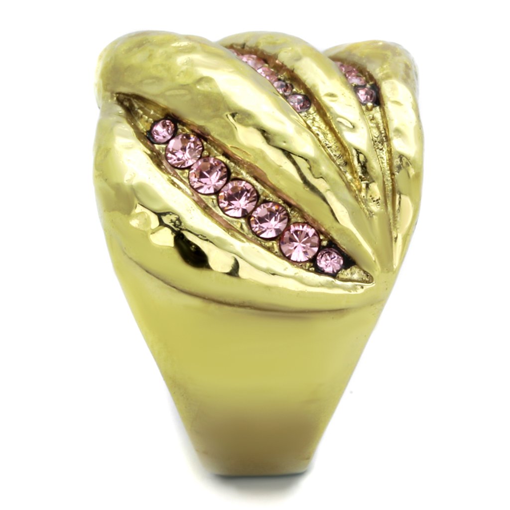 14K Gold Plated Rose Crystal Ring for Women Size 5-10 - Perfect for Cocktail Parties