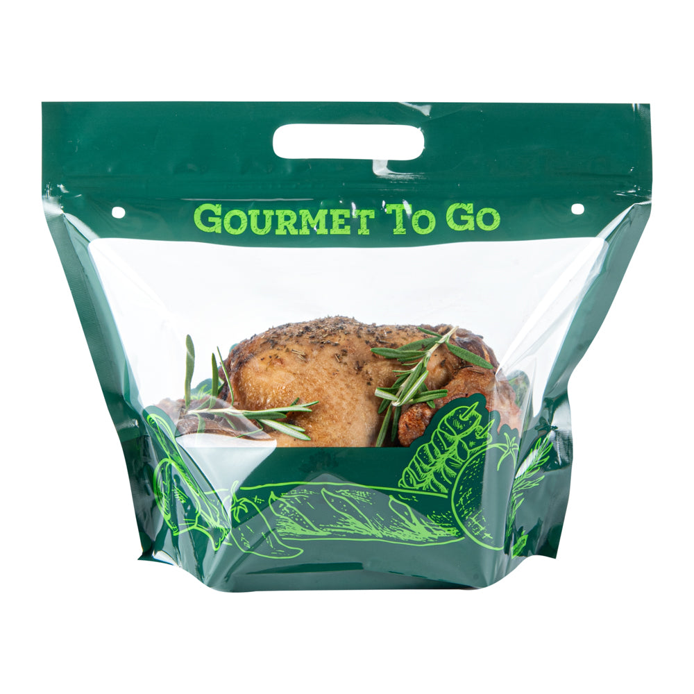 Premium Green Plastic Rotisserie Chicken Bags - Hot Food Storage Bags (12.75
