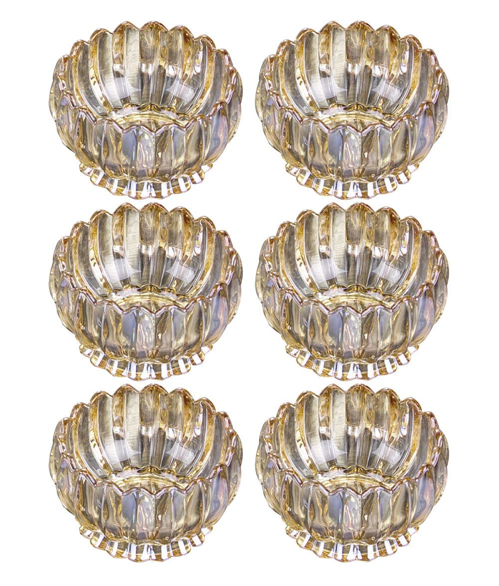 RockTrend 6-Piece Clear Glass Fruit Bowl Set - Candy Dish, Snack Plate, Dry Fruit Tray for Kitchen, Dining Table & Party Serving | Elegant Home Decor & Entertaining Essentials