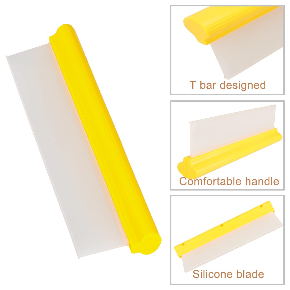 12 Inch Silicone Car Squeegee - Flexible T-Bar Water Blade for Car Drying, Windshield, Glass, Window & Mirror Cleaning - Perfect for Automotive Detailing & Bathroom Use