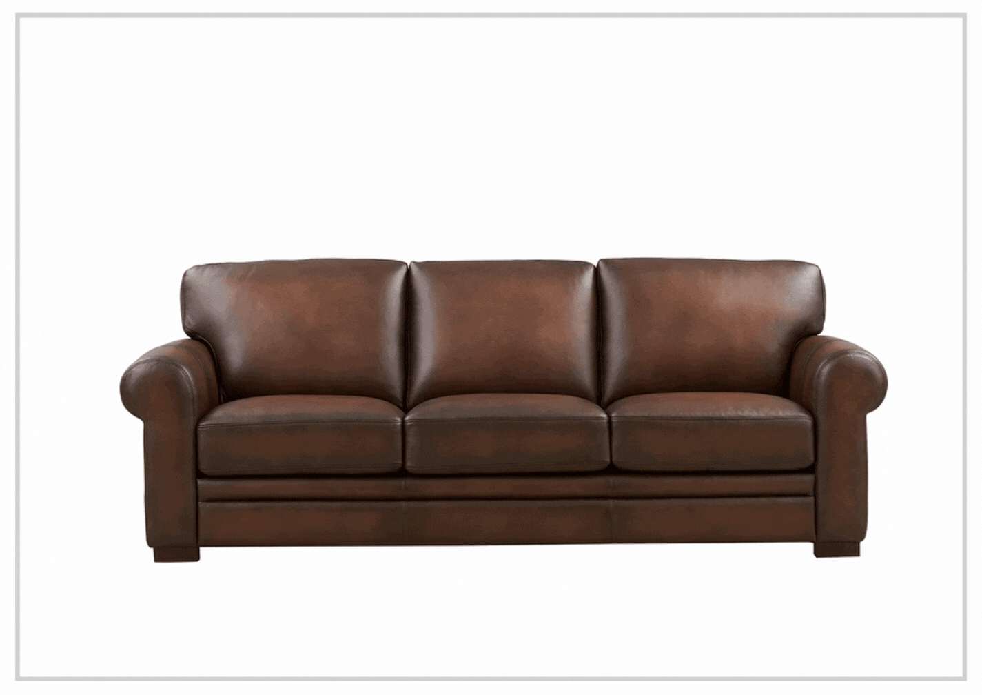 Hydeline Brookfield Brown Top Grain Leather 3-Seater Sofa - Luxurious Genuine Leather Couch for Living Room, Lounge & Home Theater - Perfect for Family Gatherings & Movie Nights
