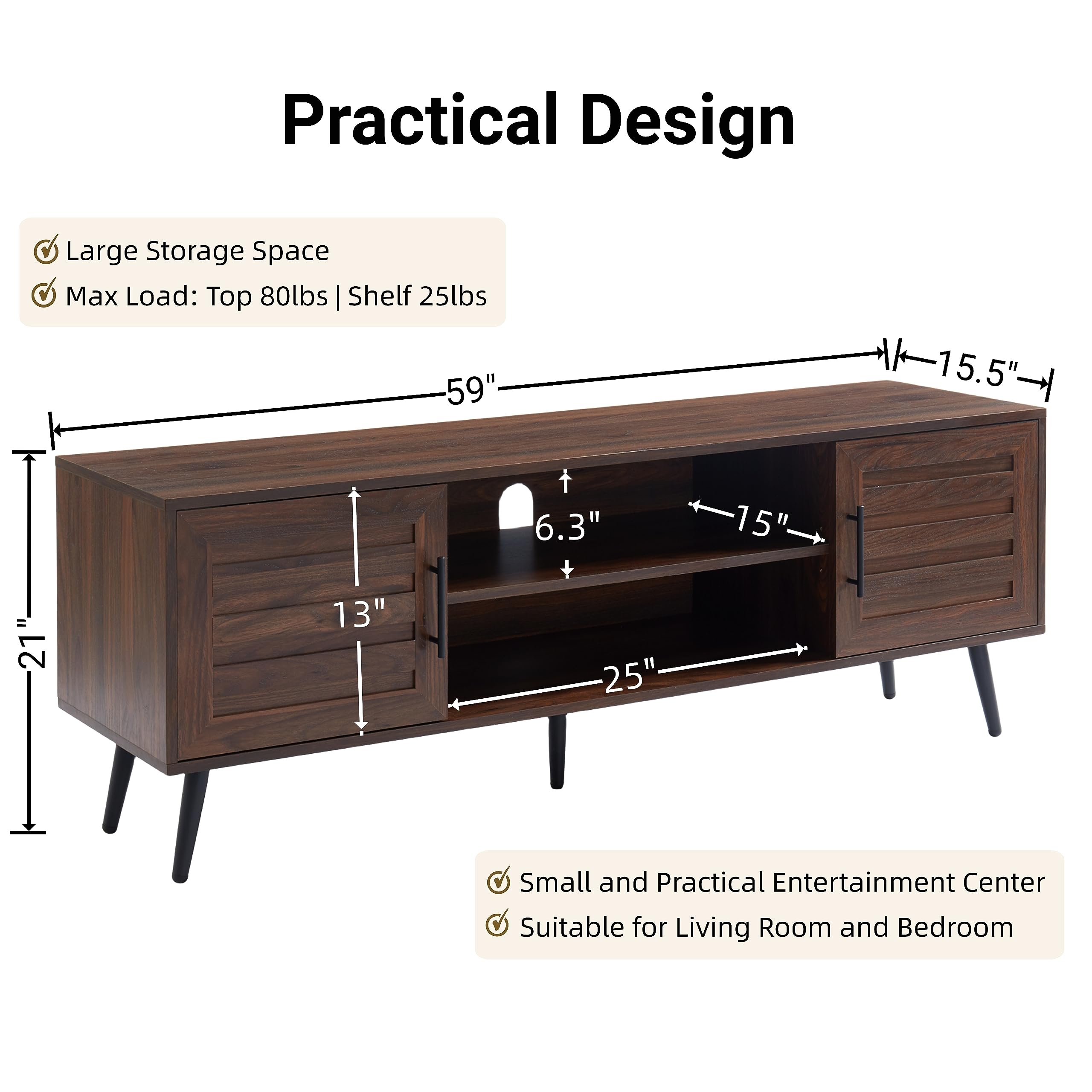 Mid Century Modern TV Stand for 65