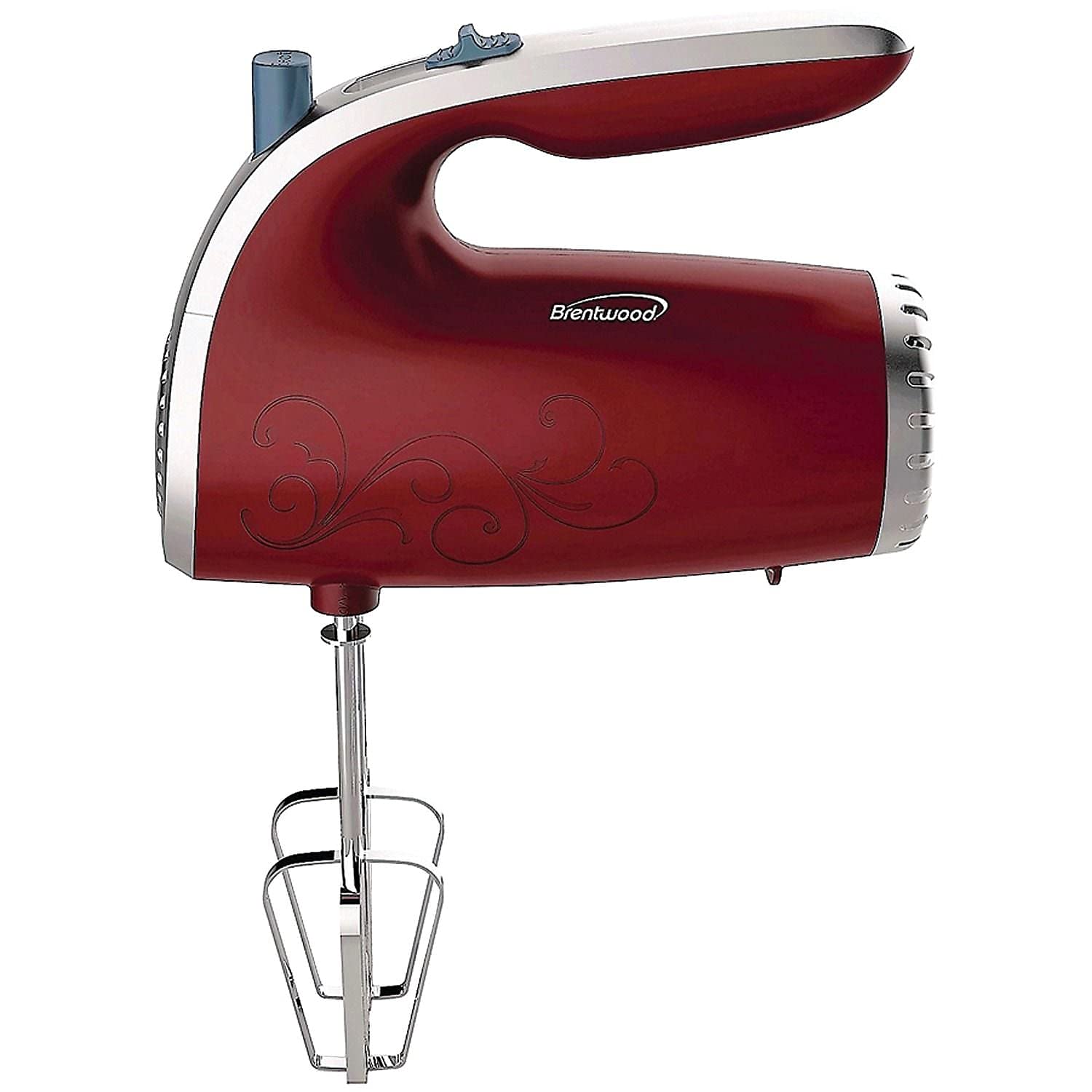 Brentwood Electric Hand Mixer - 5 Speed, 250W Powerful Motor, Lightweight & Easy to Use - Perfect for Baking, Whipping Cream, Mixing Dough - Ideal for Home Kitchen & Small Bakeries (Red)