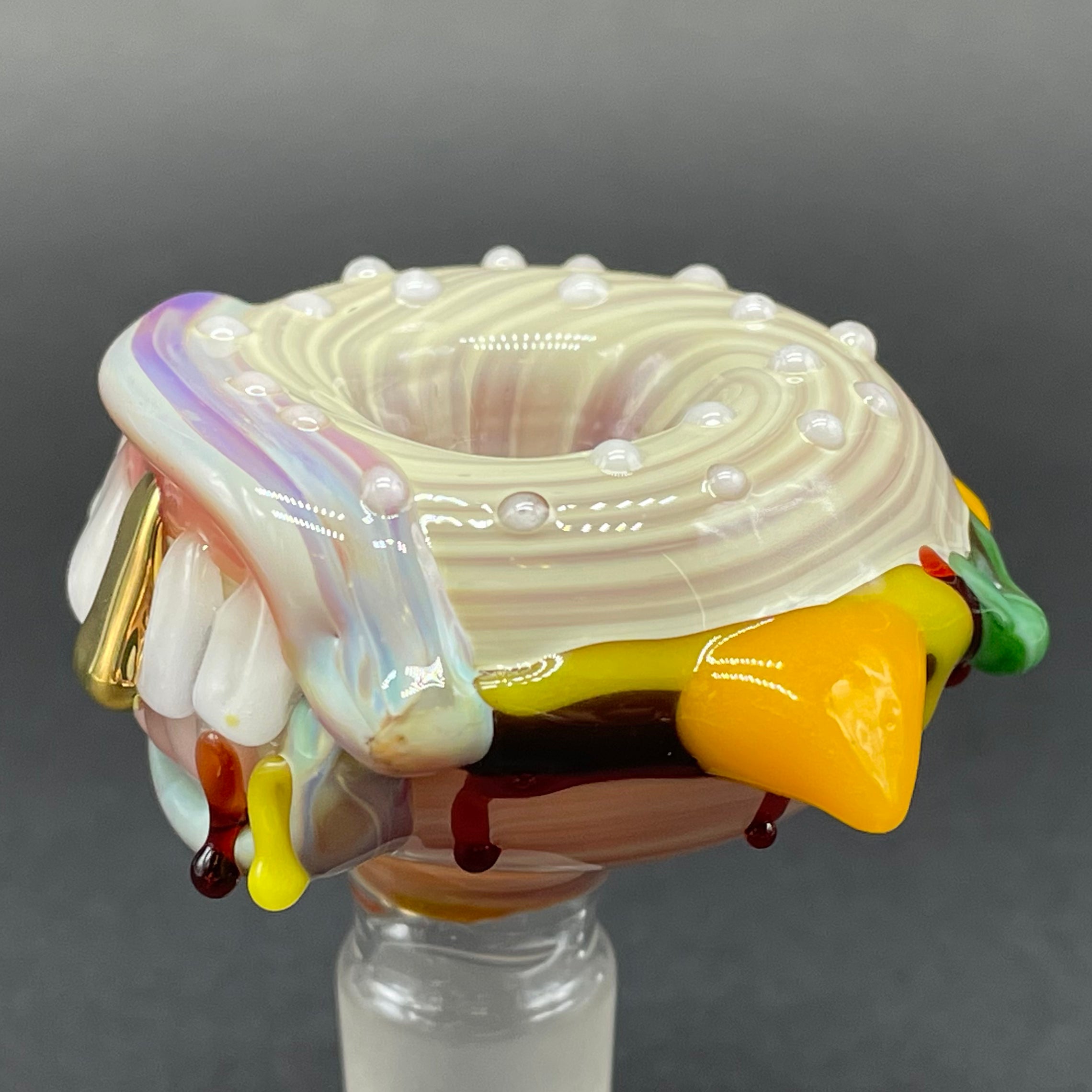 14mm Cheeseburger Glass Slide - Premium Borosilicate Glass Pipe for Smooth Smoking | Perfect for Concentrates, Herbs & Personal Use at Home or On-the-Go