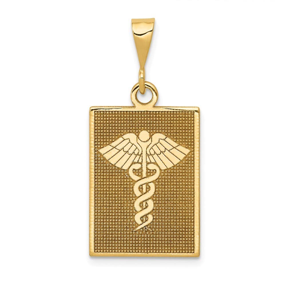 14K Yellow Gold Caduceus Pendant - Roy Rose Jewelry | Elegant Medical Symbol Necklace for Nurses, Doctors & Healthcare Professionals | Perfect Gift for Graduation, Appreciation & Special Occasions