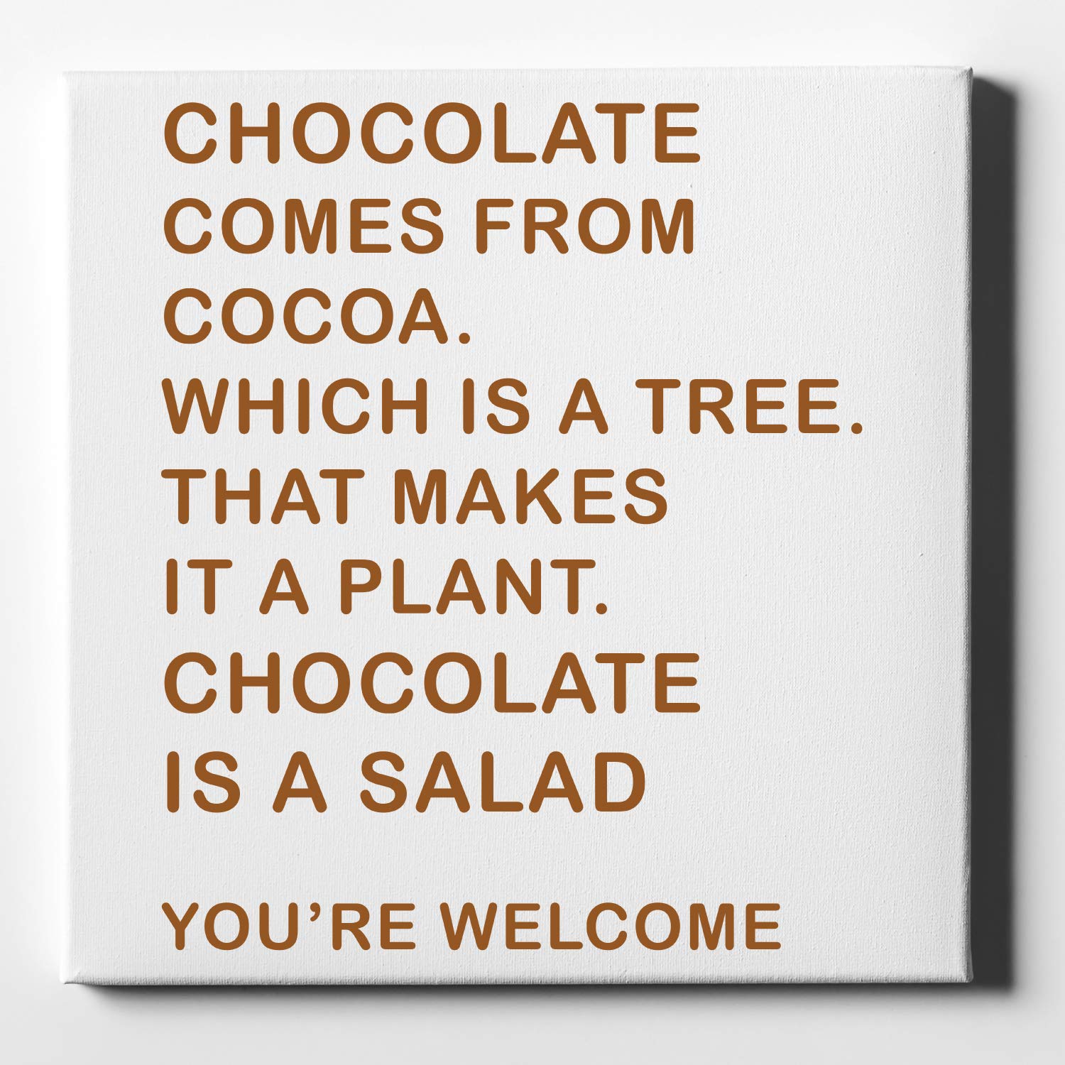DistinctInk Chocolate Cocoa Salad Decorative Canvas Wall Art - 10x10 Inch White Edge Gallery Wrapped - Perfect for Kitchen, Dining Room & Cafe Decor