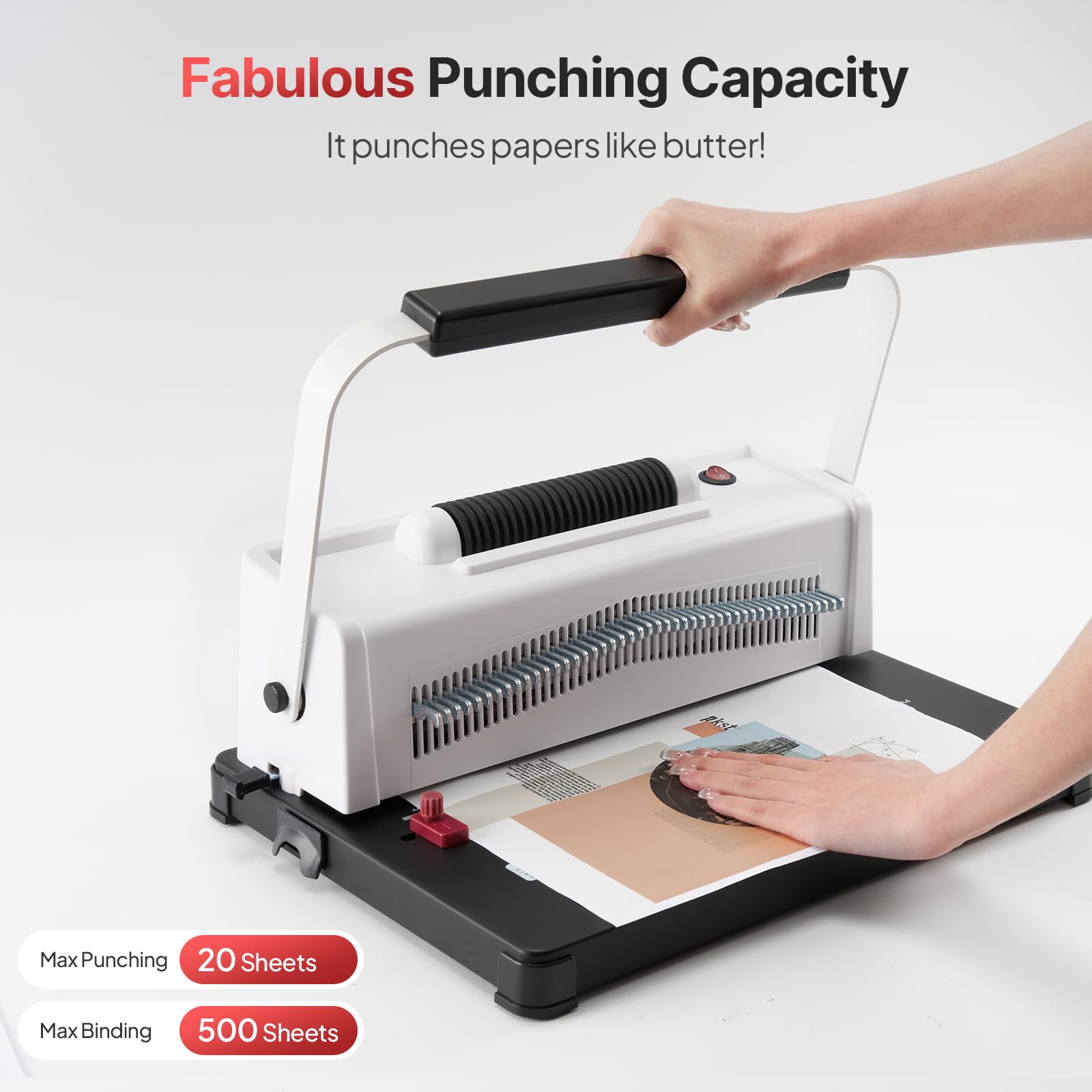 Professional Spiral Coil Binding Machine with Electric Coil Inserter - 46 Hole Punch Binder for Books, Notebooks & Documents | Perfect for Homeschooling, Office & Craft Projects | White