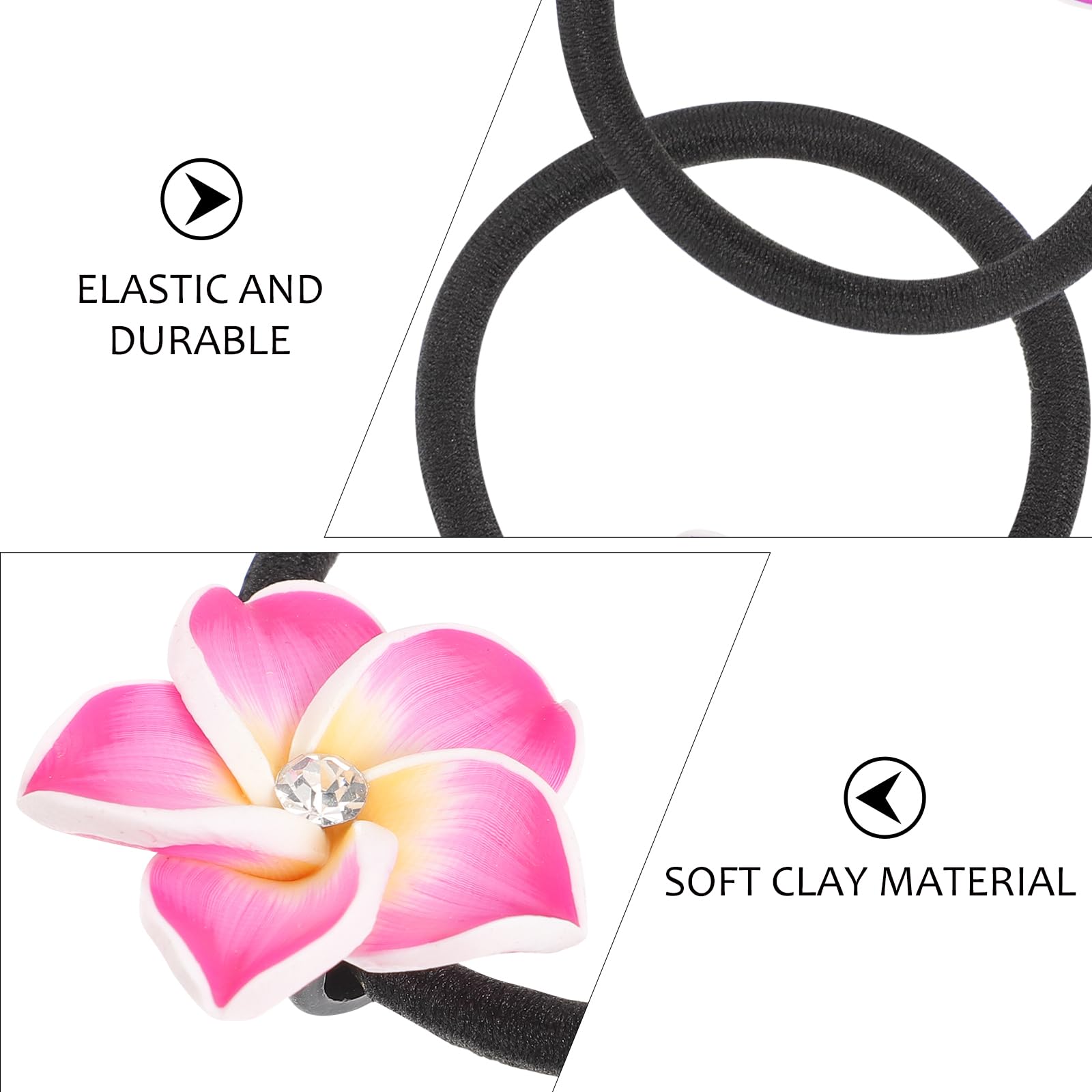 LALAFINA 10 Pack Hawaiian Plumeria Hair Ties - Elastic Hair Bands for Women & Girls, Non-Slip Hair Ropes, Soft Rubber Hair Accessories for School, Work, Beach, and Everyday Use