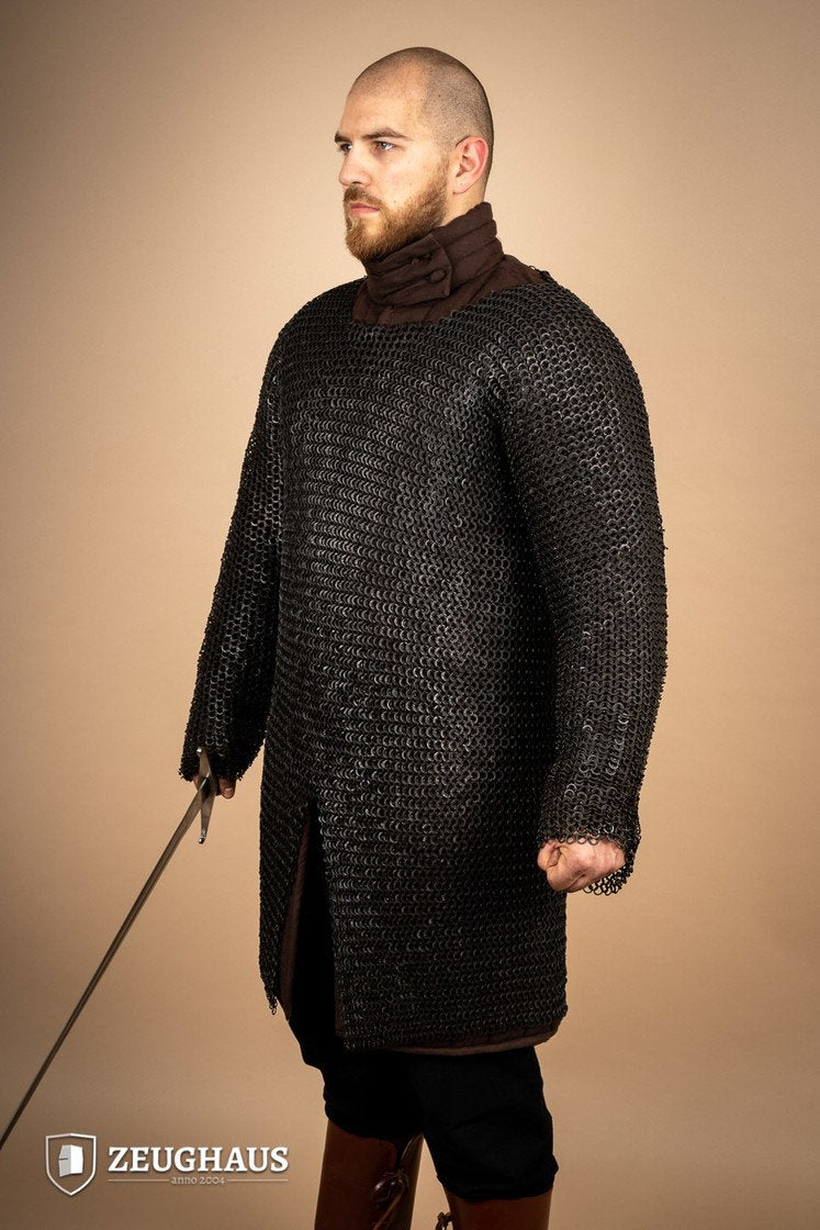 Chainmail Hauberk Flat Ring Riveted 9mm Burnished - Medieval Armor for LARP, Cosplay & Historical Reenactment